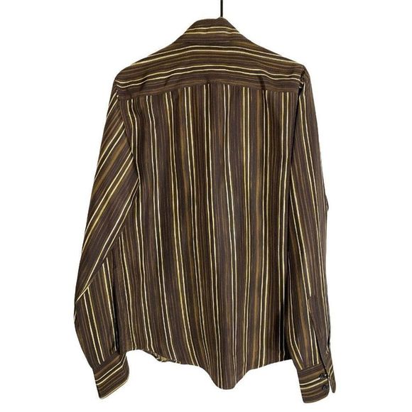 Mens Dolce & Gabbana Shirt Medium Italy Stripe Vintage Half Button Placket  1636 - Picture 3 of 9